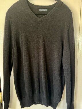 Naadam 100% Black Cashmere V Neck Sweater Medium Large